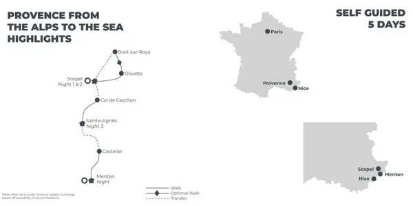 Provence From the Alps to the Sea Highlights - 5 Days route map