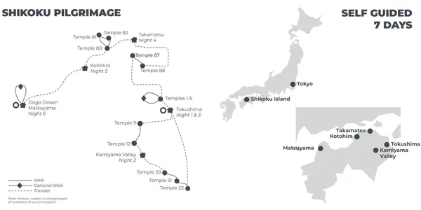 Shikoku Pilgrimage - 7 Days route map