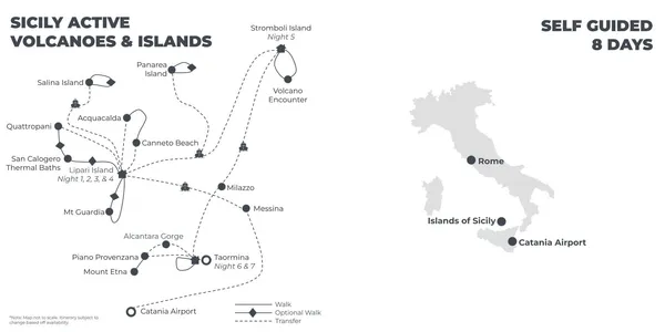 Sicily: Active Volcanoes & Islands - 8 Days route map