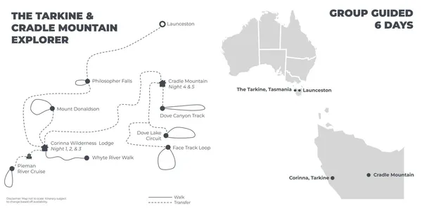 The Tarkine And Cradle Mountain Explorer - 6 Days route map