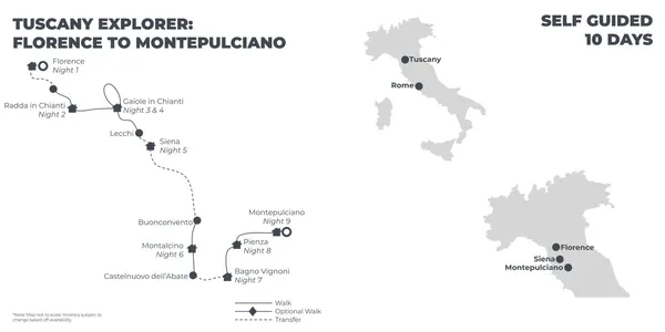 Tuscany Explorer: Florence to Montepulciano - 10 Days route map