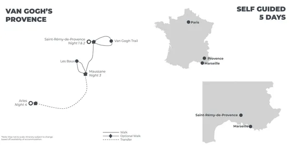 Van Gogh's Provence - 5 Days route map