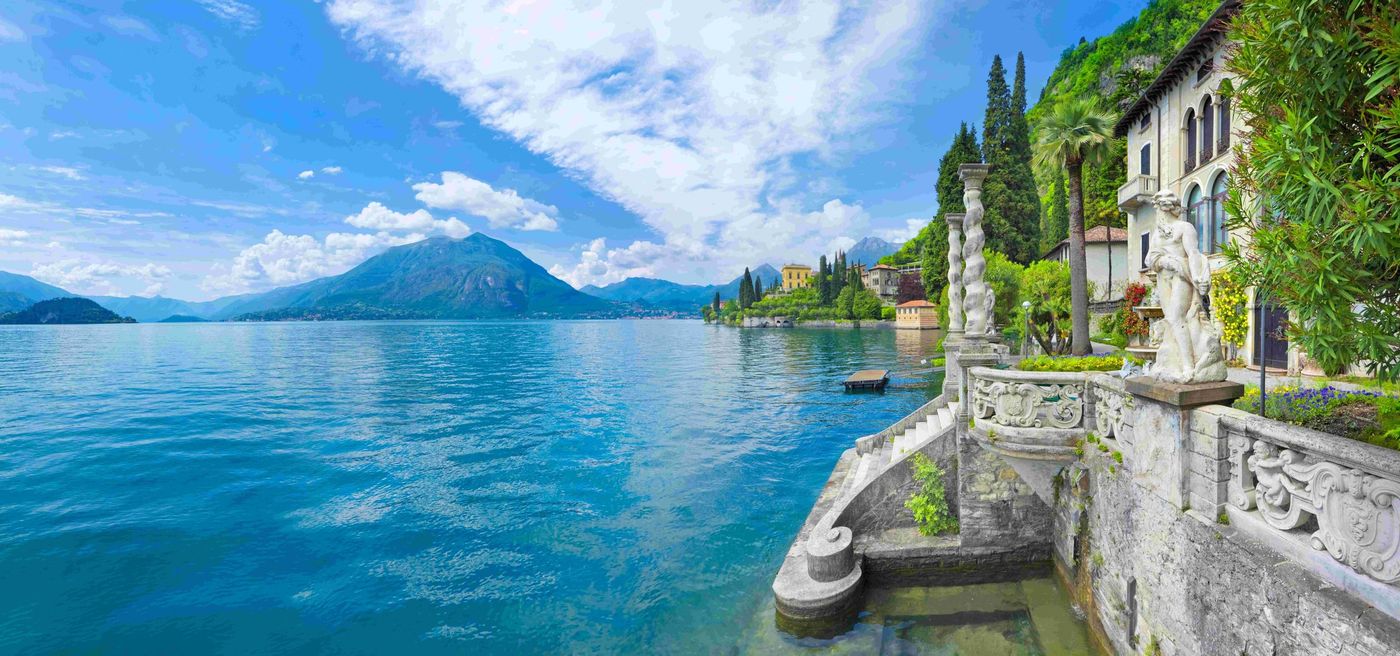 view of Lake Como from Villa Monastero park