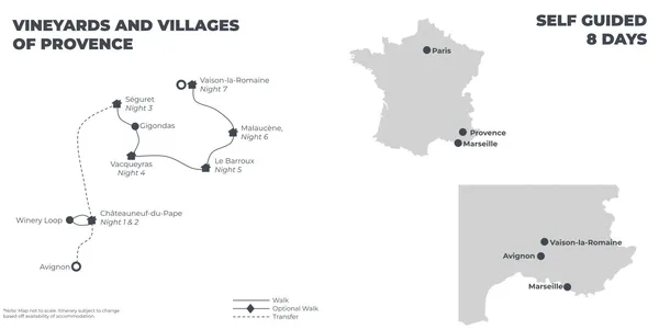 Vineyards and Villages of Provence - 8 Days route map