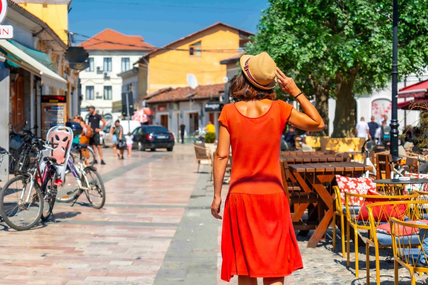 walking on the streets of Shkoder city. Albania SMALL