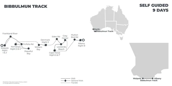 Bibbulmun Track - 9 Days route map