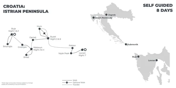Croatia: Istrian Peninsula - 8 Days route map